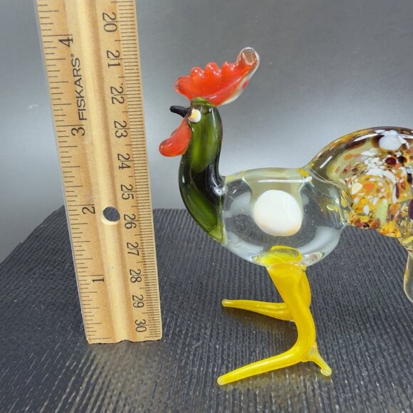 Vintage Italian Art Glass Rooster Chicken Bird Blown Glass Small Figurine Italy - Picture 6 of 11